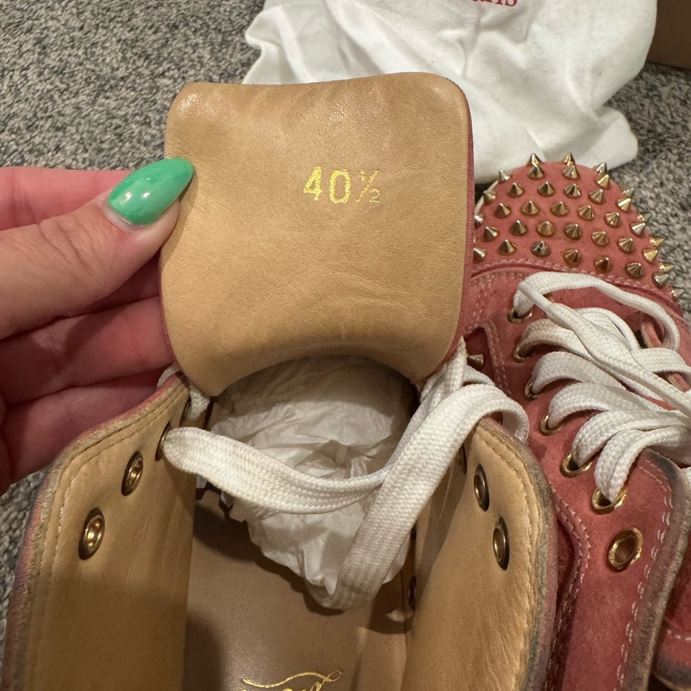Louboutin peach spike sneakers - Picture 8 of 10